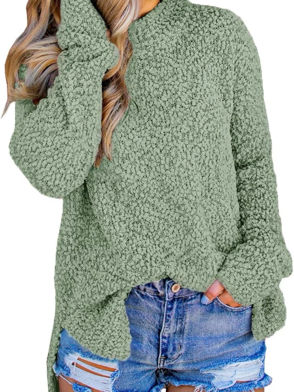 Cozy Soft Plush Green Women's Sweater